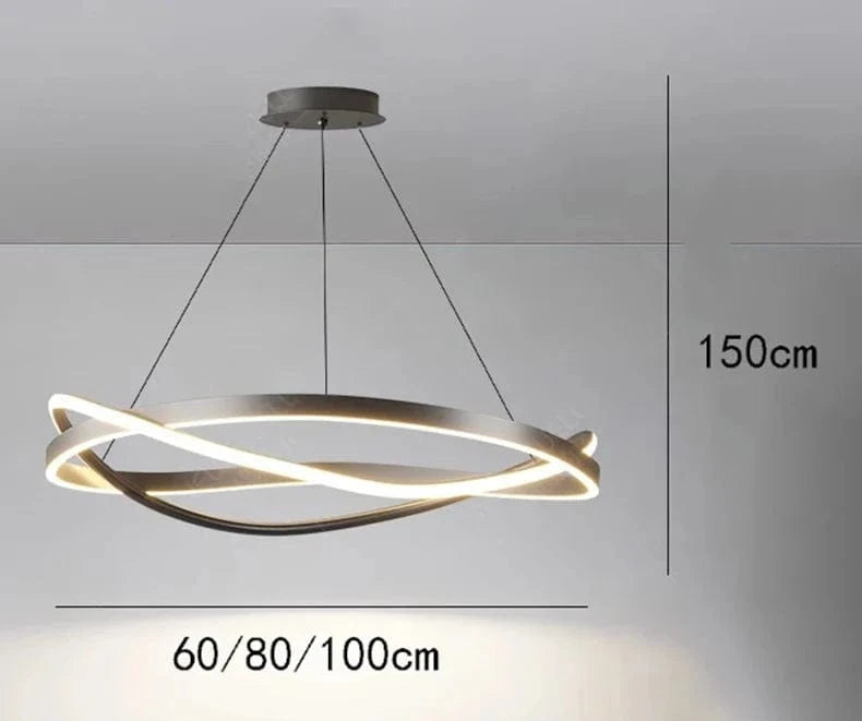 Lustre LED moderne pour éclairage intérieur - Suspension design plafonnier | Marco Lucetti Noir / Diamètre 80cm / Gradation à distance RC