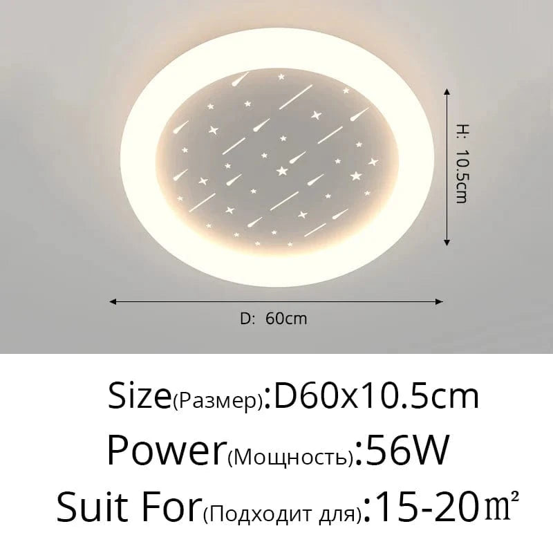Lustre LED Moderne pour Enfants "Pluie de Météores 2022" | Marco Lucetti Blanc 60cm 56W / Blanc froid, pas de télécommande