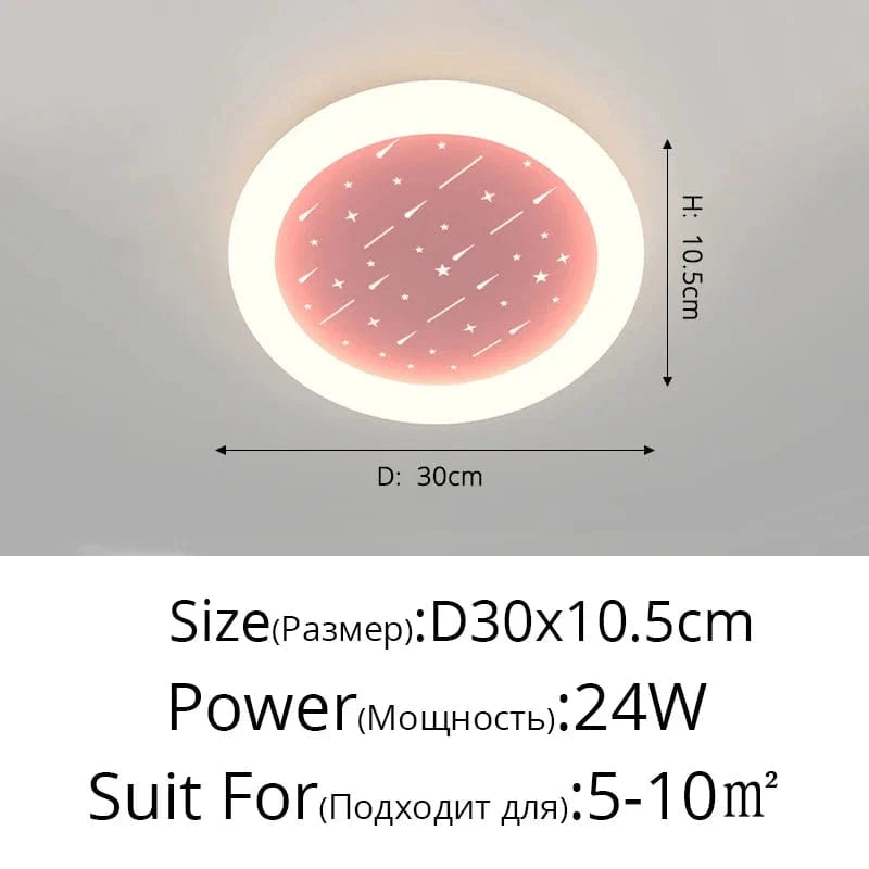 Lustre LED Moderne pour Enfants "Pluie de Météores 2022" | Marco Lucetti Rose 30cm 24W / Luminosité variable