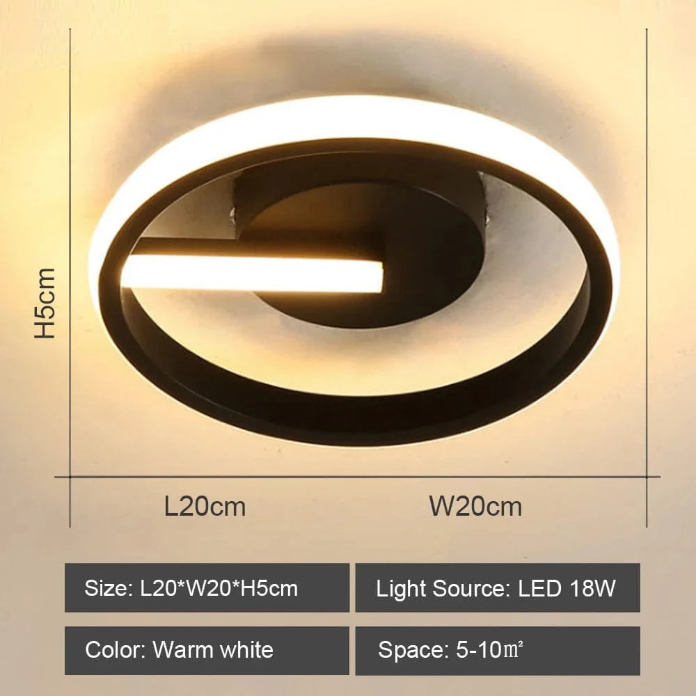 Lustre LED Moderne pour Plafond de Couloir ou Porche | Marco Lucetti Noir / Blanc chaud