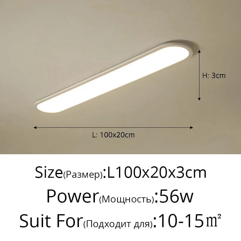 Lustre LED Moderne pour Restaurant Nordique Rectangulaire Créatif | Marco Lucetti A Blanc L100x20cm / Lumière neutre