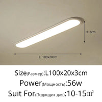 Lustre LED Moderne pour Restaurant Nordique Rectangulaire Créatif | Marco Lucetti A Blanc L100x20cm / Lumière neutre