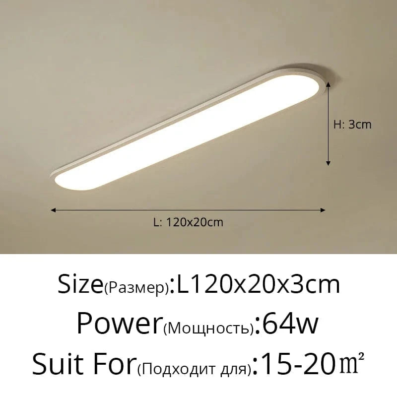 Lustre LED Moderne pour Restaurant Nordique Rectangulaire Créatif | Marco Lucetti A Blanc L120x20cm / Lumière neutre