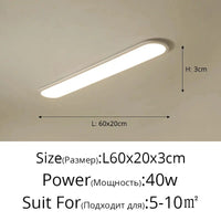 Lustre LED Moderne pour Restaurant Nordique Rectangulaire Créatif | Marco Lucetti A Blanc L60x20cm 40W / Lumière neutre