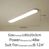 Lustre LED Moderne pour Restaurant Nordique Rectangulaire Créatif | Marco Lucetti A Blanc L80x20cm 48W / Lumière neutre