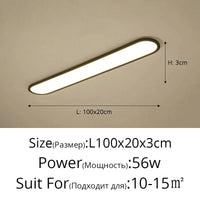 Lustre LED Moderne pour Restaurant Nordique Rectangulaire Créatif | Marco Lucetti A Noir L100x20cm / Lumière neutre