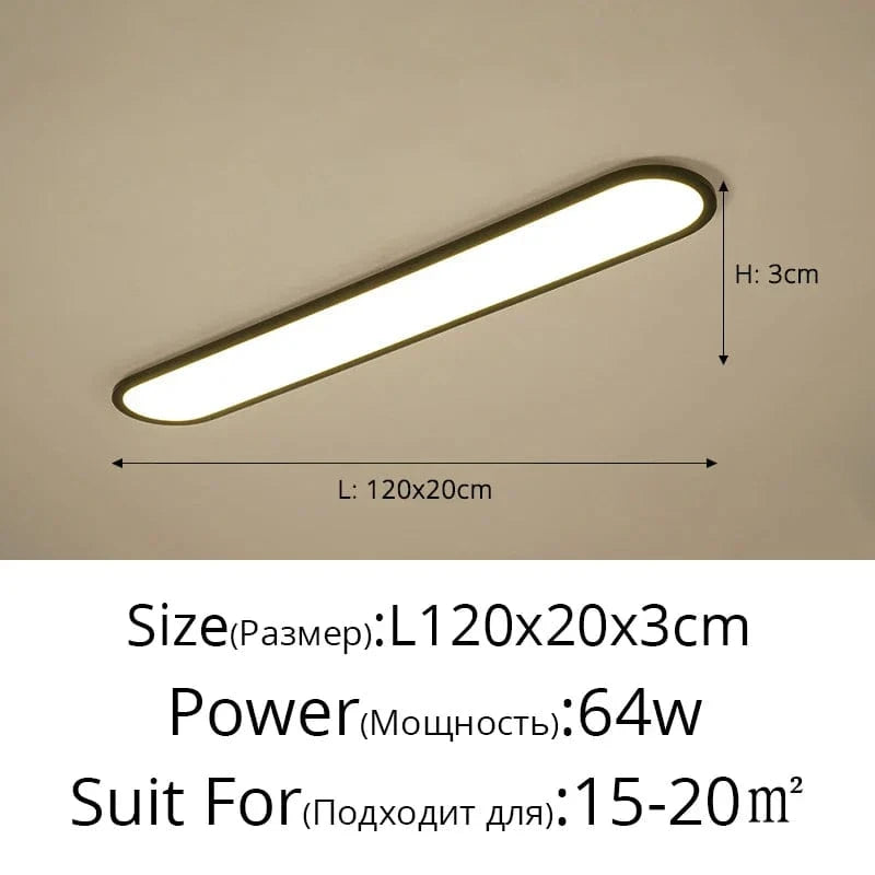 Lustre LED Moderne pour Restaurant Nordique Rectangulaire Créatif | Marco Lucetti A Noir L120x20cm / Lumière neutre