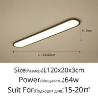 Lustre LED Moderne pour Restaurant Nordique Rectangulaire Créatif | Marco Lucetti A Noir L120x20cm / Lumière neutre