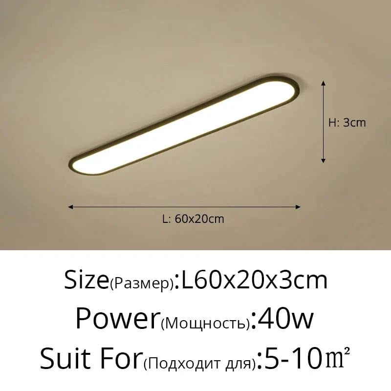 Lustre LED Moderne pour Restaurant Nordique Rectangulaire Créatif | Marco Lucetti A Noir L60x20cm 40W / Lumière neutre