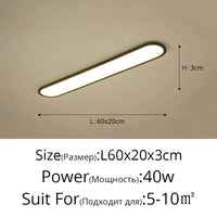 Lustre LED Moderne pour Restaurant Nordique Rectangulaire Créatif | Marco Lucetti A Noir L60x20cm 40W / Lumière neutre