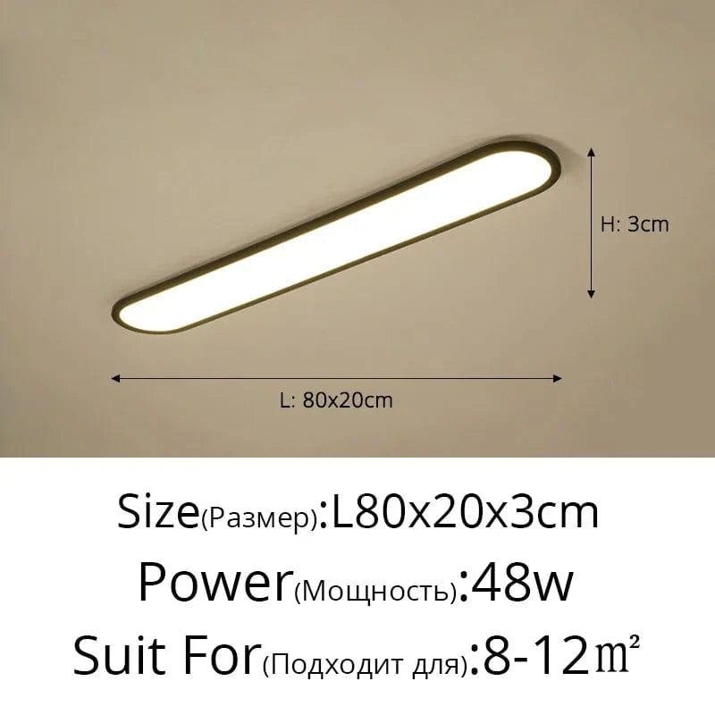 Lustre LED Moderne pour Restaurant Nordique Rectangulaire Créatif | Marco Lucetti A Noir L80x20cm 48W / Lumière neutre