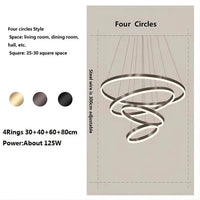 Lustre LED Moderne pour Rondes Suspensions au Plafond  | Marco Lucetti 4Anneaux / Noir / Blanc froid