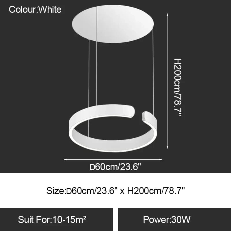 Lustre LED Moderne pour Salle à Manger - Éclairage de Table à Manger et de Plafond | Marco Lucetti Blanc 60cm / Intensité variable avec télécommande