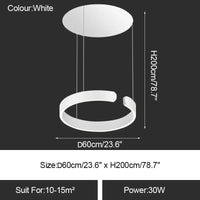 Lustre LED Moderne pour Salle à Manger - Éclairage de Table à Manger et de Plafond | Marco Lucetti Blanc 60cm / Intensité variable avec télécommande