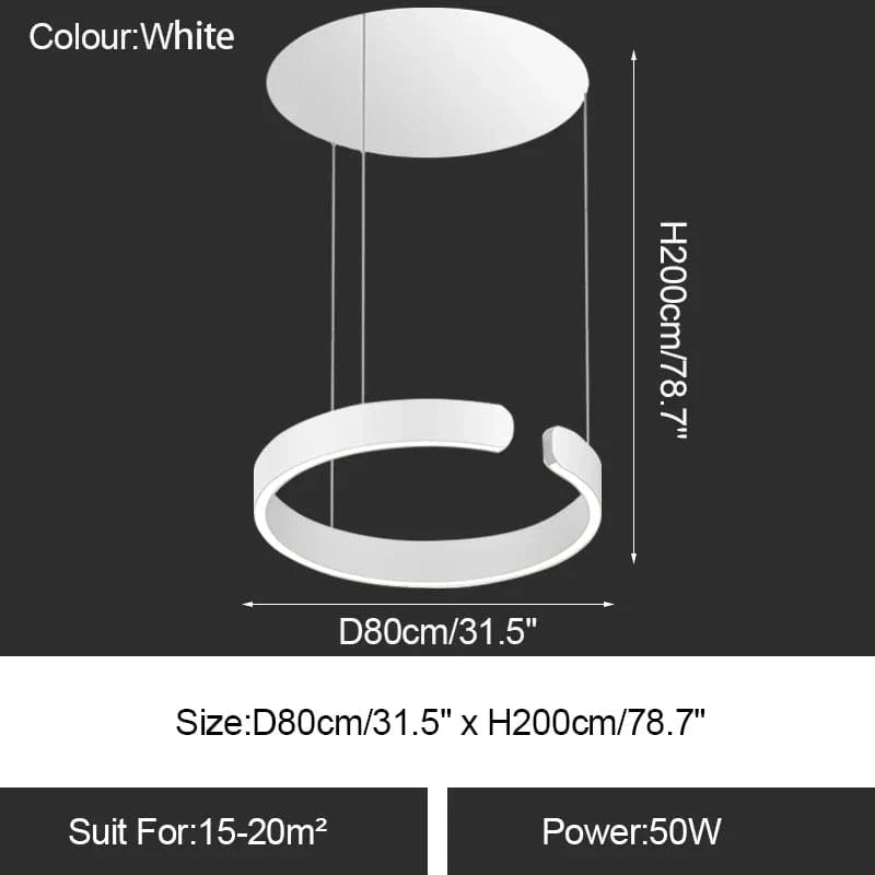 Lustre LED Moderne pour Salle à Manger - Éclairage de Table à Manger et de Plafond | Marco Lucetti Blanc 80cm / Intensité variable avec télécommande