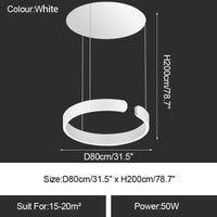 Lustre LED Moderne pour Salle à Manger - Éclairage de Table à Manger et de Plafond | Marco Lucetti Blanc 80cm / Intensité variable avec télécommande