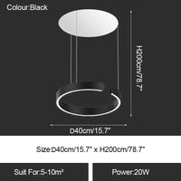 Lustre LED Moderne pour Salle à Manger - Éclairage de Table à Manger et de Plafond | Marco Lucetti Noir 40cm / Intensité variable avec télécommande
