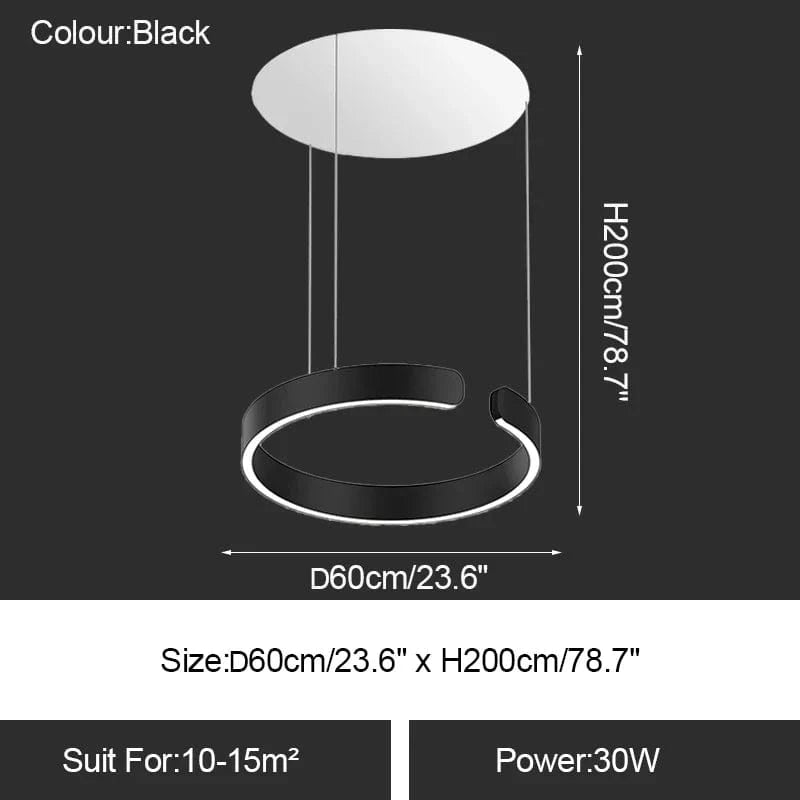 Lustre LED Moderne pour Salle à Manger - Éclairage de Table à Manger et de Plafond | Marco Lucetti Noir 60cm / Intensité variable avec télécommande