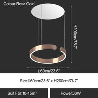 Lustre LED Moderne pour Salle à Manger - Éclairage de Table à Manger et de Plafond | Marco Lucetti Or rose 60cm / Intensité variable avec télécommande