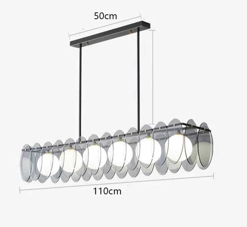 Lustre LED moderne pour salle à manger - Éclairage intérieur premium | Marco Lucetti 6 têtes longues noires / Gradation à distance RC