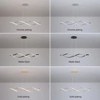 Lustre LED moderne pour salle à manger salon chambre, 92cm, Or / Chrome / Noir avec Télécommande | Marco Lucetti