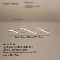 Lustre LED moderne pour salle à manger salon chambre, 92cm, Or / Chrome / Noir avec Télécommande | Marco Lucetti Chromage