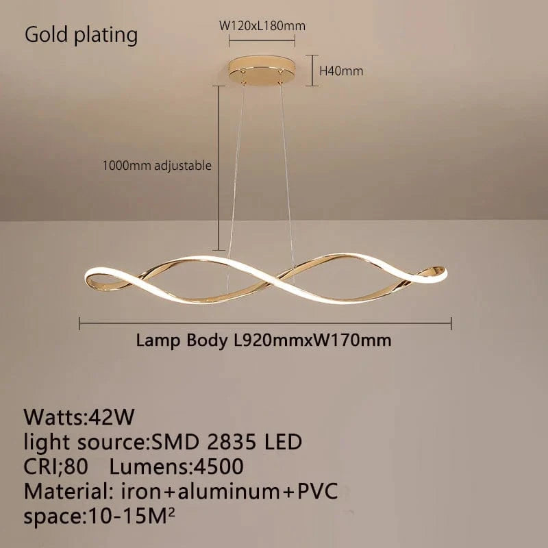 Lustre LED moderne pour salle à manger salon chambre, 92cm, Or / Chrome / Noir avec Télécommande | Marco Lucetti Placage d&#39;or