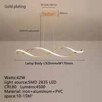 Lustre LED moderne pour salle à manger salon chambre, 92cm, Or / Chrome / Noir avec Télécommande | Marco Lucetti Placage d&#39;or