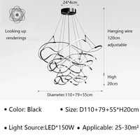 Lustre LED Moderne pour Salon et Restaurant | Marco Lucetti Noir C D55 79 110cm / Blanc chaud (pas de RC)