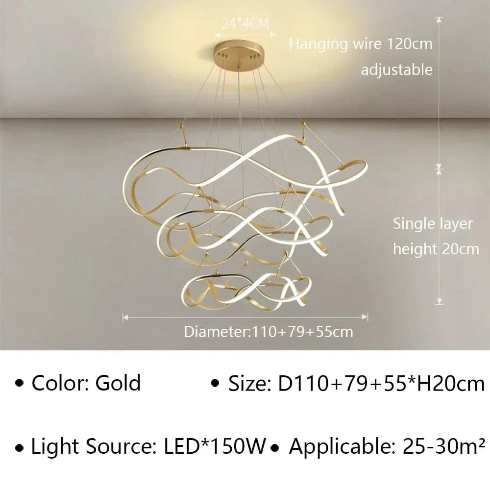 Lustre LED Moderne pour Salon et Restaurant | Marco Lucetti Or C D55 79 110cm / Blanc chaud (pas de RC)