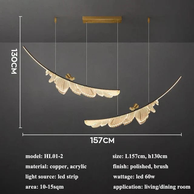 Lustre LED Moderne pour Table de Restaurant et Décoration Maison | Marco Lucetti 2 têtes L157cm / Blanc froid