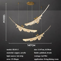 Lustre LED Moderne pour Table de Restaurant et Décoration Maison | Marco Lucetti 3 têtes L147cm / Blanc chaud