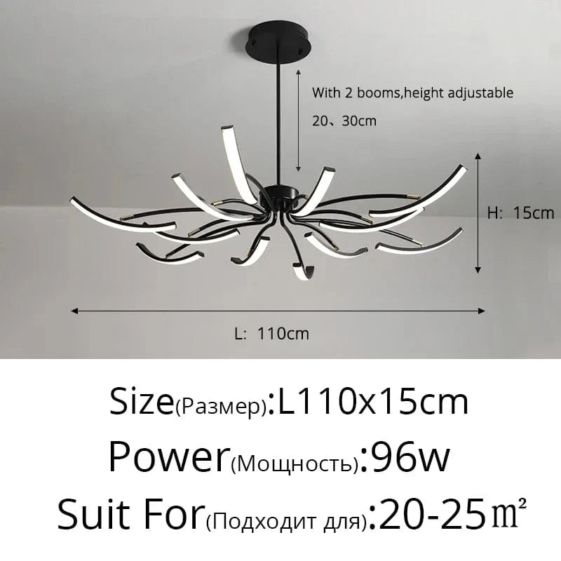 Lustre LED moderne pour un éclairage intérieur de haute qualité - Livraison directe | Marco Lucetti Noir 12 têtes / Luminosité variable