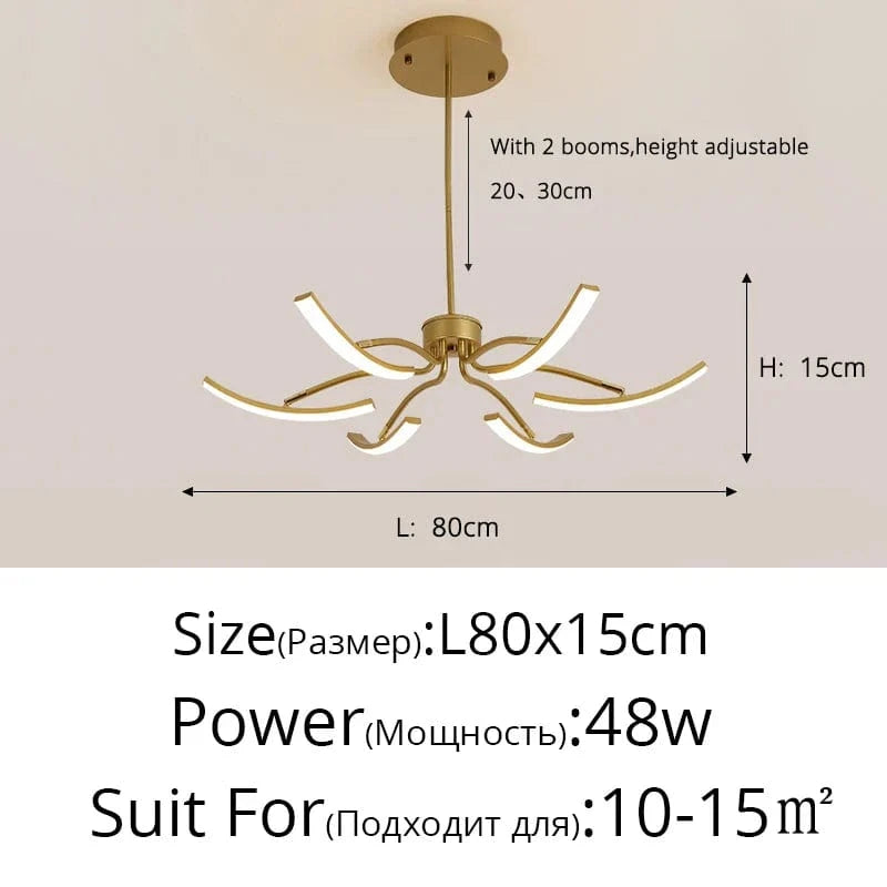 Lustre LED moderne pour un éclairage intérieur de haute qualité - Livraison directe | Marco Lucetti Or 6 têtes / Luminosité variable