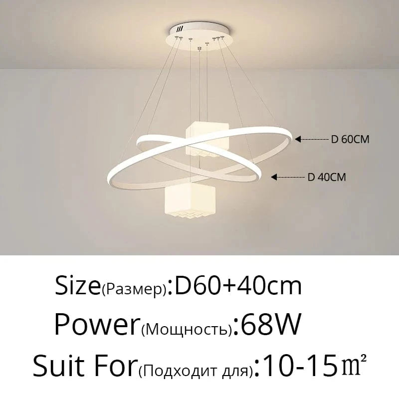Lustre LED Moderne pour un Éclairage Intérieur Décoratif | Marco Lucetti Blanc 40 60cm 2anneaux / Luminosité variable