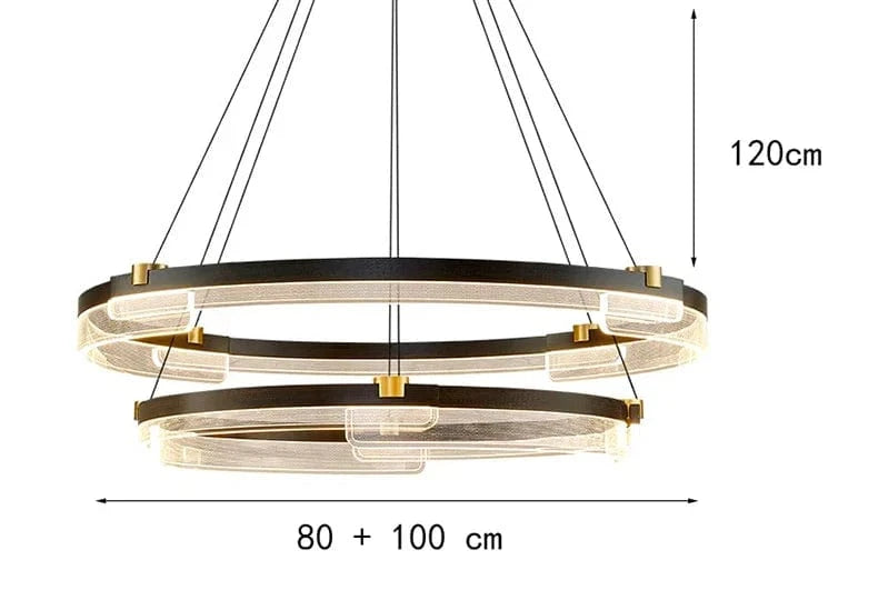 Lustre LED moderne pour un éclairage intérieur design en suspension | Marco Lucetti 2 anneaux 80 100cm / Gradation à distance RC