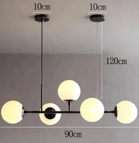 Lustre LED moderne pour un éclairage intérieur suspendu de qualité | Marco Lucetti 5 têtes noires 90cm / Blanc froid