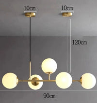 Lustre LED moderne pour un éclairage intérieur suspendu de qualité | Marco Lucetti 5 têtes or 90cm / Blanc froid