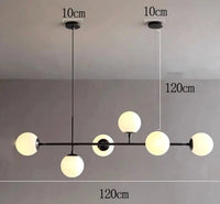 Lustre LED moderne pour un éclairage intérieur suspendu de qualité | Marco Lucetti 6 têtes noires 120cm / Blanc froid