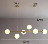 Lustre LED moderne pour un éclairage intérieur suspendu de qualité | Marco Lucetti 6 têtes or 120cm / Blanc froid