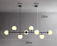 Lustre LED moderne pour un éclairage intérieur suspendu de qualité | Marco Lucetti 8 têtes noires 160cm / Blanc froid