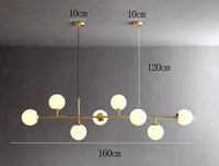 Lustre LED moderne pour un éclairage intérieur suspendu de qualité | Marco Lucetti 8 têtes or 160cm / Blanc froid