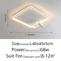 Lustre LED moderne pour une décoration lumineuse intérieure | Marco Lucetti Carré 40cm blanc / Blanc chaud, pas de télécommande