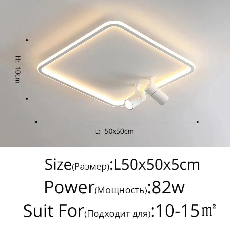 Lustre LED moderne pour une décoration lumineuse intérieure | Marco Lucetti Carré 50cm blanc / Blanc chaud, pas de télécommande
