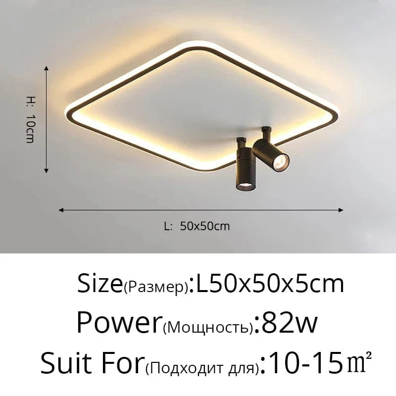 Lustre LED moderne pour une décoration lumineuse intérieure | Marco Lucetti Carré 50cm noir / Blanc chaud, pas de télécommande