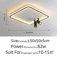 Lustre LED moderne pour une décoration lumineuse intérieure | Marco Lucetti Carré 50cm noir / Blanc chaud, pas de télécommande