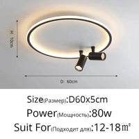 Lustre LED moderne pour une décoration lumineuse intérieure | Marco Lucetti Rond 60cm noir / Blanc chaud, pas de télécommande