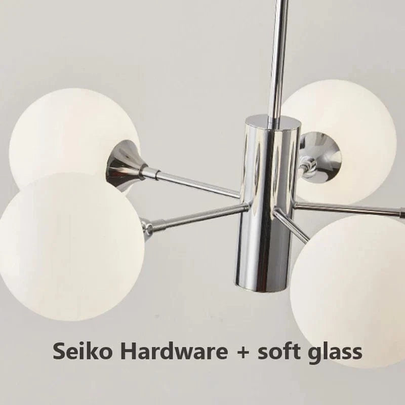 Lustre LED moderne "Pure Glow" pour chambre à coucher et salle à manger, boule de verre blanche pour cuisine et décoration intérieure | Marco Lucetti