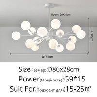 Lustre LED Moderne Qiyimei avec 12/15 Lumières pour Intérieur | Marco Lucetti