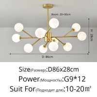 Lustre LED Moderne Qiyimei avec 12/15 Lumières pour Intérieur | Marco Lucetti